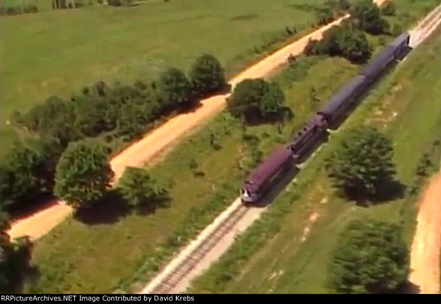 From the helicopter.